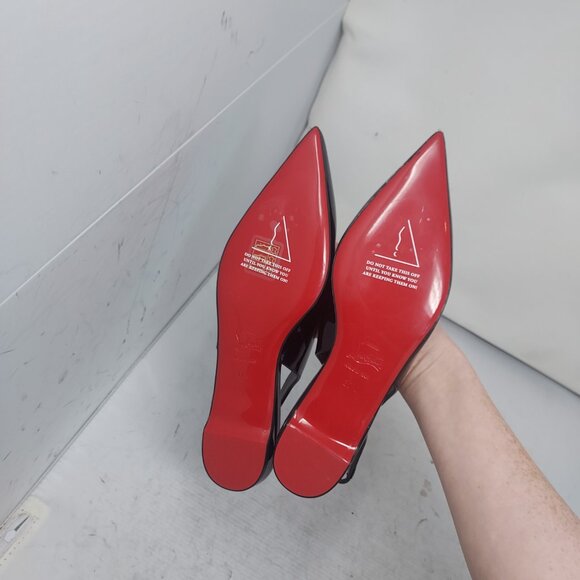 Christian Louboutin Hot Chickita Slingback Patent Leather Black Shoe - Picture 2 of 8